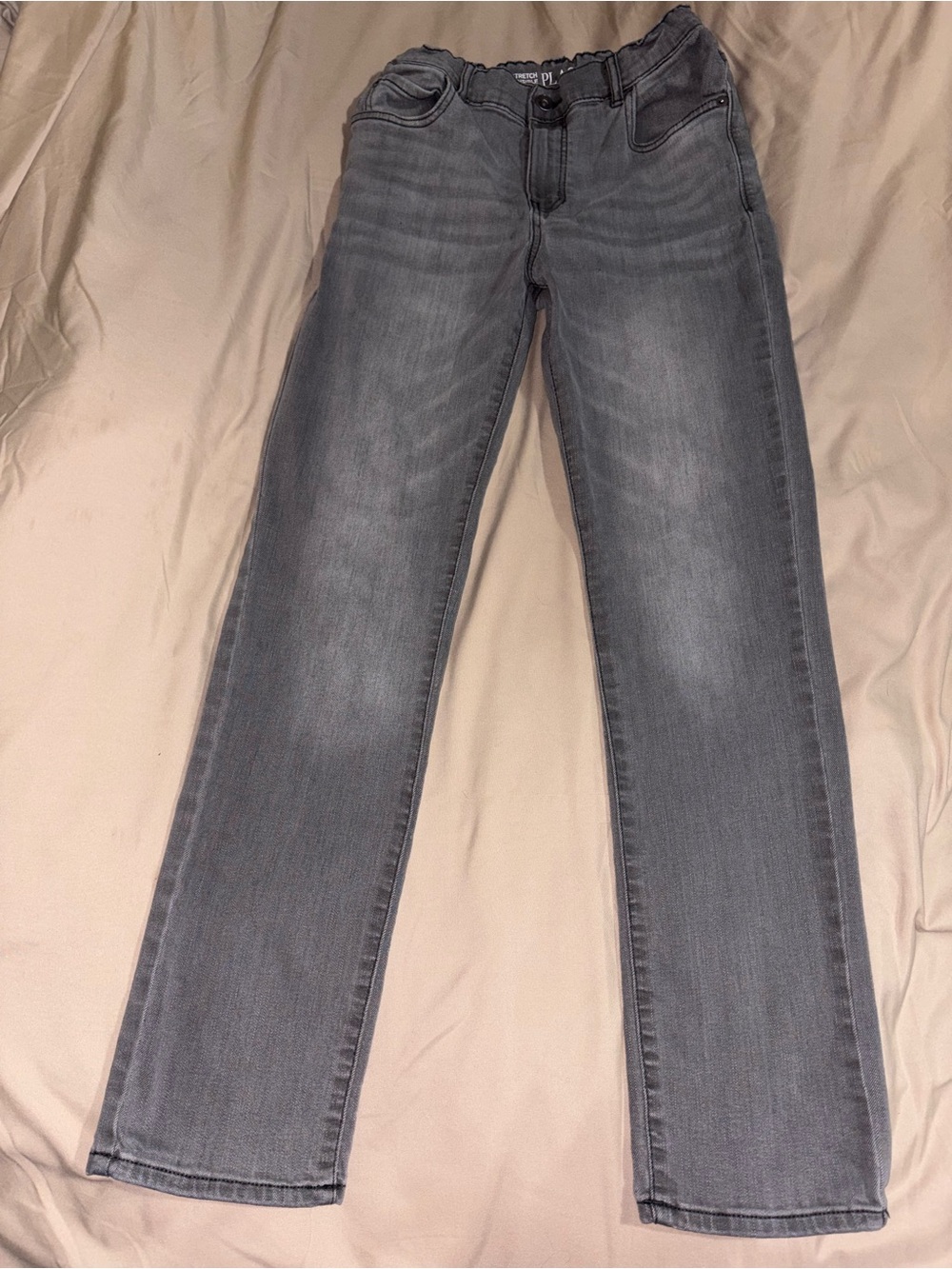 The Children’s Place Boys Gray Stretch Straight Adj Waist Jeans Size 14 EUC